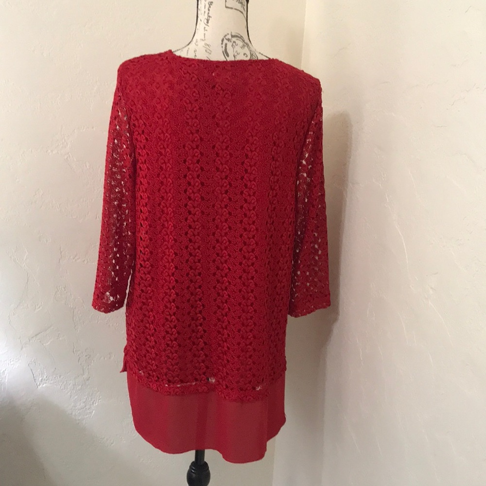 Jm Collection Beautiful Ruby Red Blouse. Size Lar… - image 5